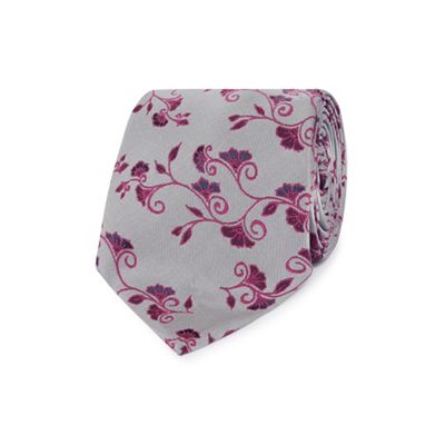 Silver woven floral tie